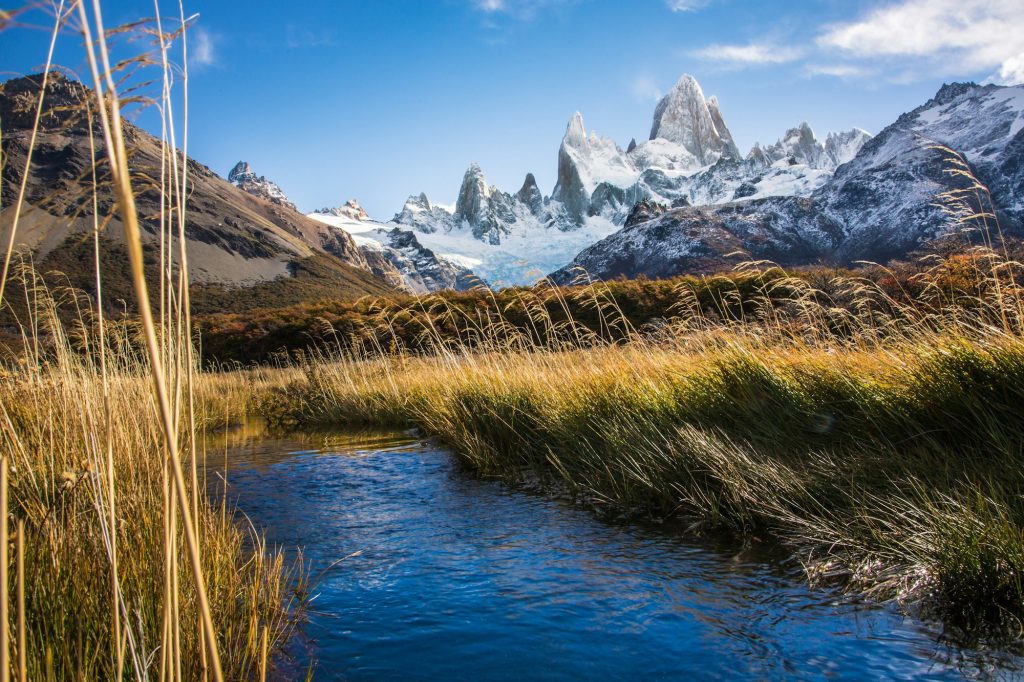 Landscape of water and mountains